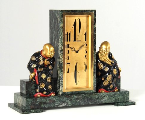 Art Deco Mantel Clock with Chinoiserie, 1920s-ZLE-2035036