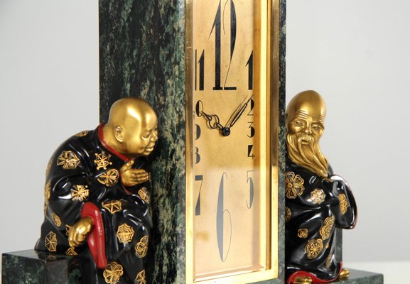 Art Deco Mantel Clock with Chinoiserie, 1920s-ZLE-2035036