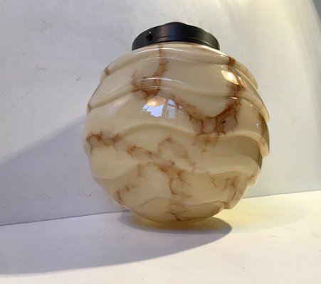 Art Deco Marble Glass & Bakelite Ceiling Lamp, 1920s-LCR-859833