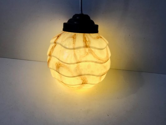 Art Deco Marble Glass & Bakelite Ceiling Lamp, 1920s-LCR-859833