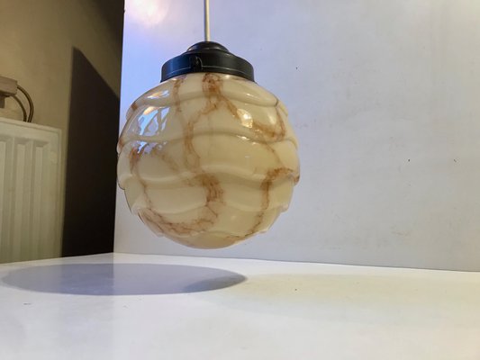 Art Deco Marble Glass & Bakelite Ceiling Lamp, 1920s-LCR-859833