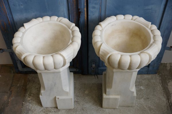 Art Deco Marble Planters, 1920s, Set of 2-GQ-110961