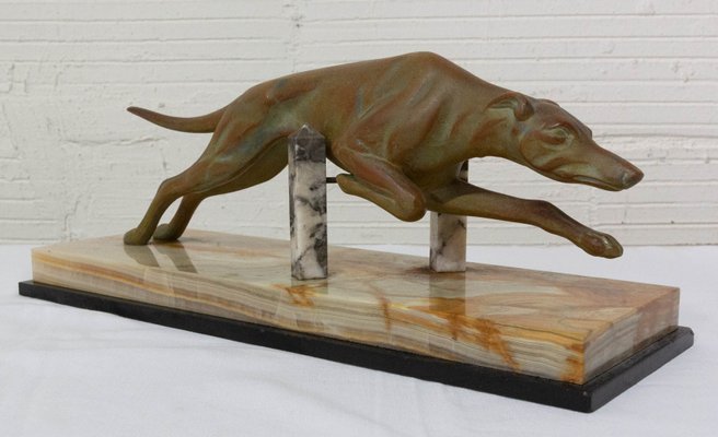 Art Deco Marble Spelter Greyhound, France, 1930s-RIU-1078180