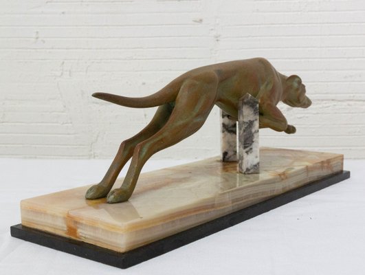 Art Deco Marble Spelter Greyhound, France, 1930s-RIU-1078180