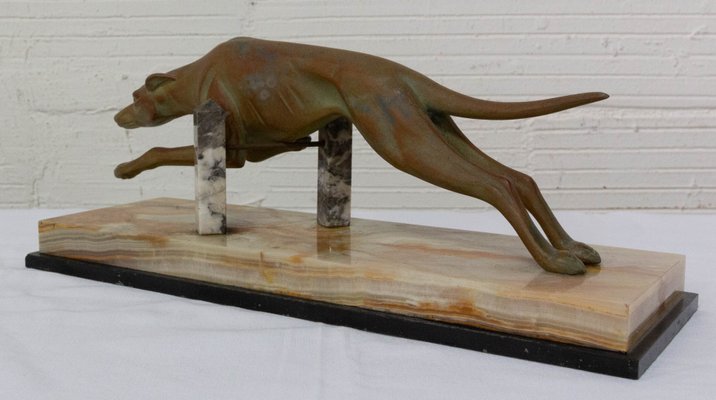 Art Deco Marble Spelter Greyhound, France, 1930s-RIU-1078180