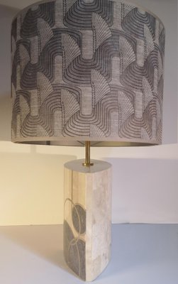 Art Deco Marble Table Lamp With Brass Inlay-VDW-1262983