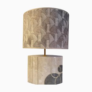 Art Deco Marble Table Lamp With Brass Inlay-VDW-1262983