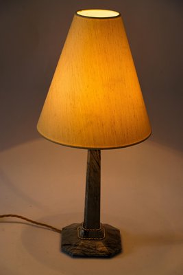 Art Deco Marble Table Lamp with Brass Parts and Fabric Shade, Vienna, 1920s-SPD-1782489