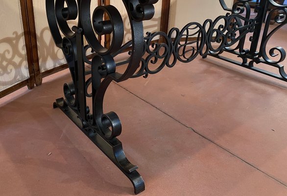 Art Deco Marble & Wrought Iron Table-DY-1219786