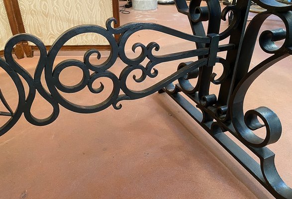 Art Deco Marble & Wrought Iron Table-DY-1219786