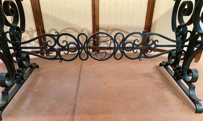 Art Deco Marble & Wrought Iron Table-DY-1219786