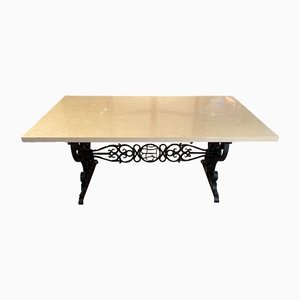 Art Deco Marble & Wrought Iron Table-DY-1219786