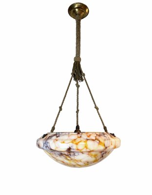 Art Deco Marbled Glass Ceiling Lamp, Germany, 1940s-PBW-1811894