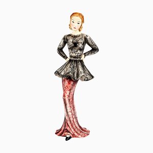 Art Deco Marlene Dietrich Fashion Lady Figurine by C. Weiss for Goldscheider, Vienna, Austria, 1937-EMT-1704067