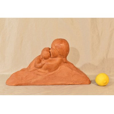 Art Deco Maternity Sculpture in Terracotta by Gennarelli, 20th Century-YVI-980323