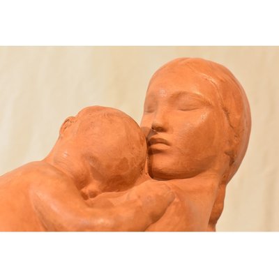 Art Deco Maternity Sculpture in Terracotta by Gennarelli, 20th Century-YVI-980323