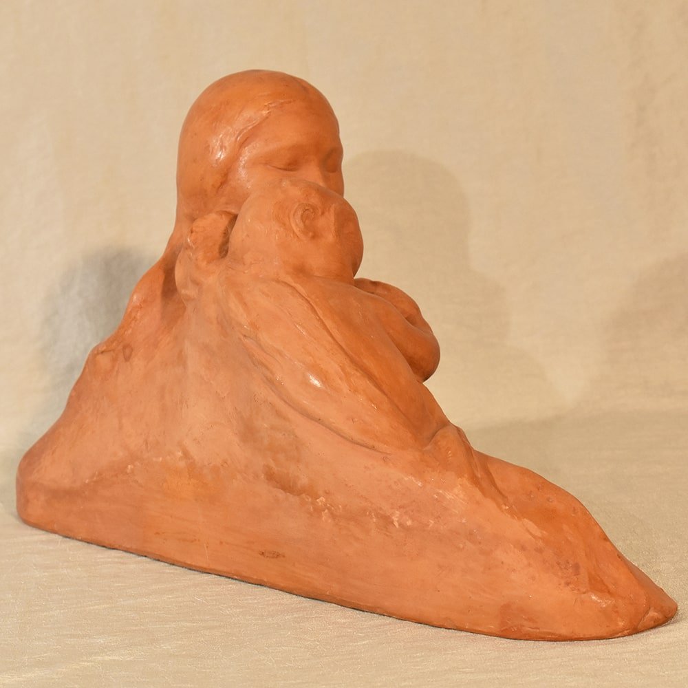 Art Deco Maternity Sculpture in Terracotta by Gennarelli, 20th Century