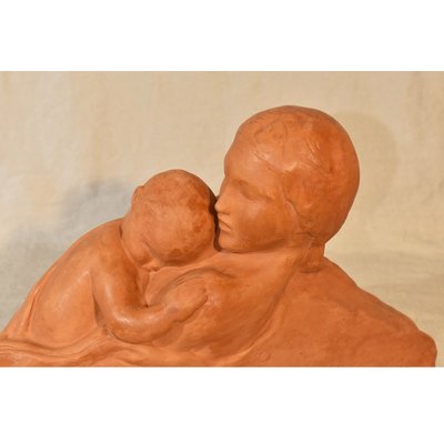 Art Deco Maternity Sculpture in Terracotta by Gennarelli, 20th Century-YVI-980323