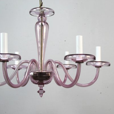 Art Deco Mauve Glass Chandelier-NE-1279453