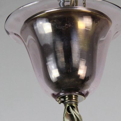 Art Deco Mauve Glass Chandelier-NE-1279453