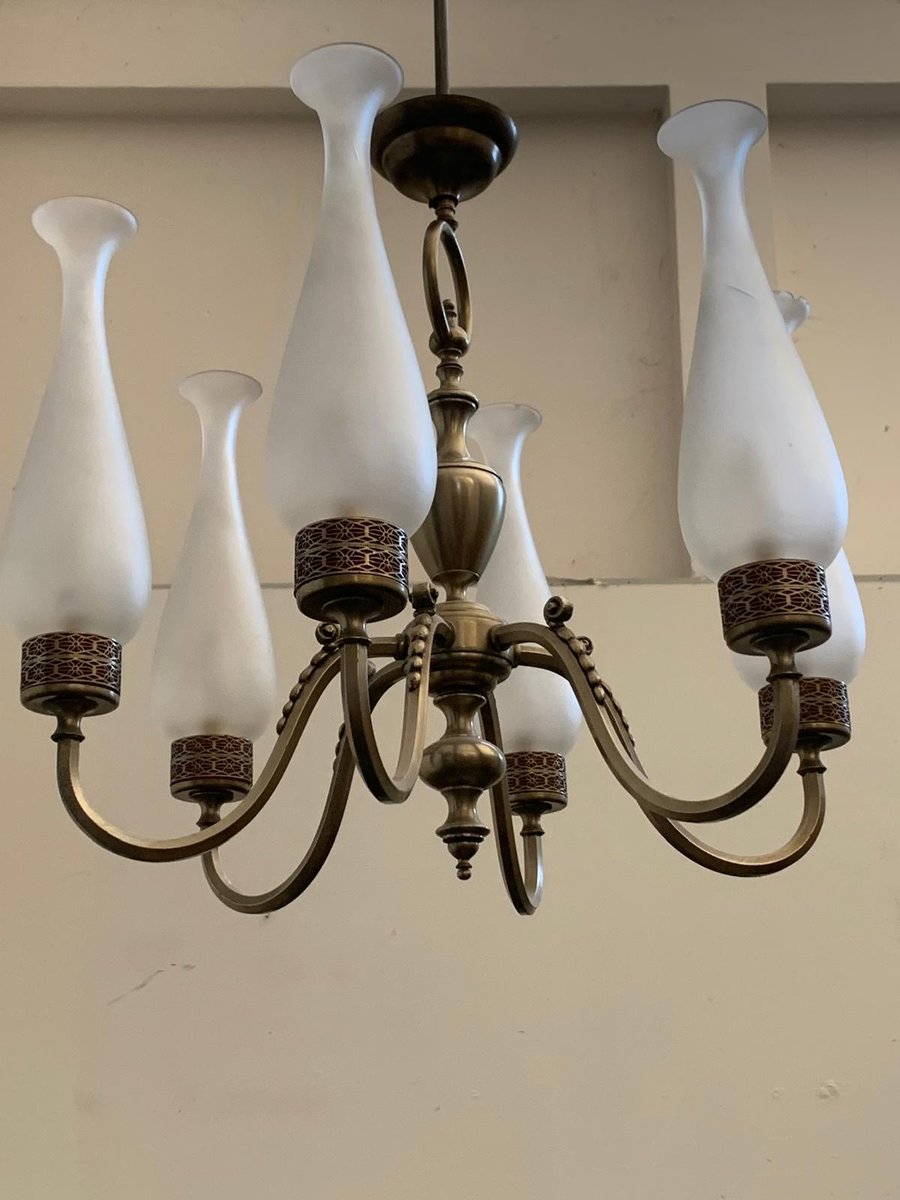 Art Deco Metal Chandelier in the style of Moorish, 1950s