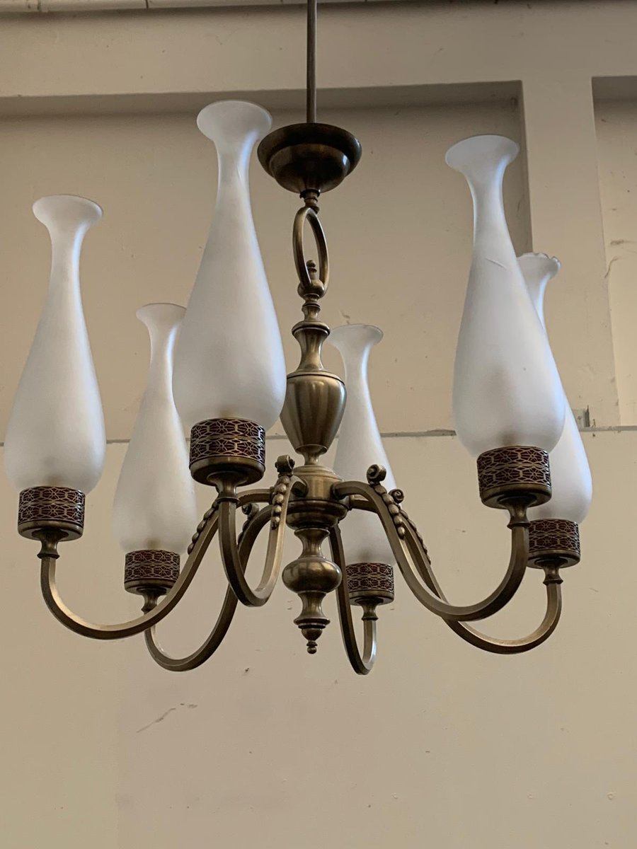 Art Deco Metal Chandelier in the style of Moorish, 1950s