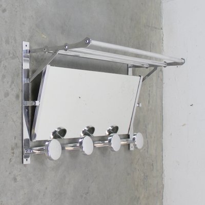 Art Deco Metal Coat Rack with Folding Mirror, 1930s-NE-1821922