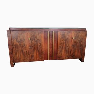 Art Deco Mid-Century Modern Italian Walnut Burl Brass Sideboard Credenza by Paolo Buffa, 1940s-EUP-1151578