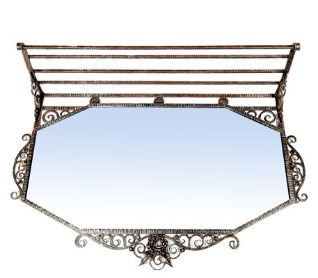 Art Deco Mirror and Wrought Iron Shelf-AWH-1004557