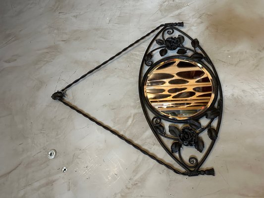 Art Deco Mirror in Wrought Iron, 1930-BFK-1770951