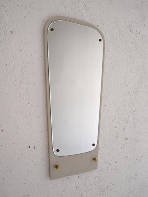 Art Deco Mirror with White Painted Wooden Frame and Golden Details, 1940s-QWP-1754644