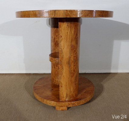 Art Deco Modernism 20th Century Pedestal Table in Thuya Magnifier-RVK-1256157