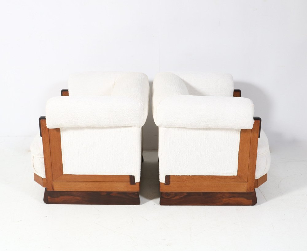 Art Deco Modernist Oak Armchairs in Bouclé by Anton Lucas Leiden, 1920s, Set of 2