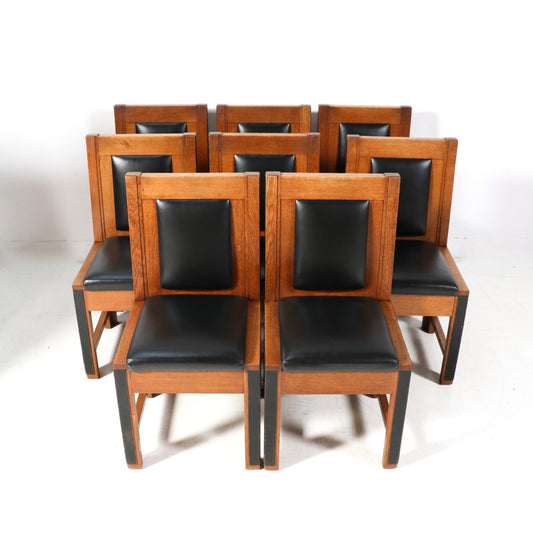 Art Deco Modernist Oak Chairs by Fa. Randoe Haarlem, 1920s, Set of 8