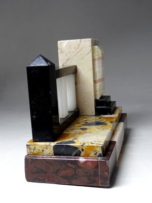 Art Deco Modernist Solitary Bookend in Marble and Onyx, 1930s-GRD-2020142