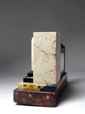 Art Deco Modernist Solitary Bookend in Marble and Onyx, 1930s-GRD-2020142