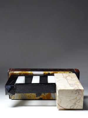 Art Deco Modernist Solitary Bookend in Marble and Onyx, 1930s-GRD-2020142