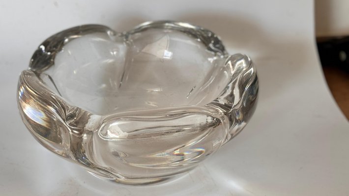 Art Deco Molded Glass Ashtray in Transparent Color from Daum, France, 1940s-UR-2041525