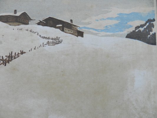 Art Deco Mountain Snow Scene, Early 20th-Century, 1920d-ARU-1027452