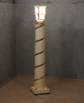 Art Deco Murano Glass and Brass Floor Lamp, 1940s-UH-1768881