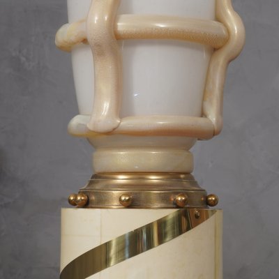 Art Deco Murano Glass and Brass Floor Lamp, 1940s-UH-1768881