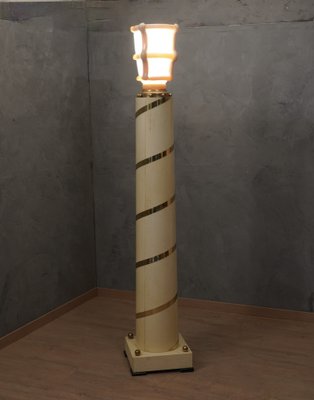 Art Deco Murano Glass and Brass Floor Lamp, 1940s-UH-1768881