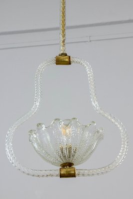 Art Deco Murano Glass and Brass Pendants or Lanterns attributed to Barovier from Erco, 1940-MBH-1757449