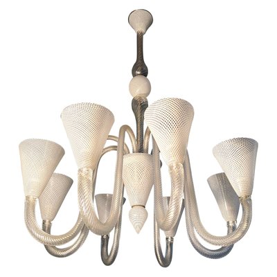 Art Deco Murano Glass Chandelier attributed to Venini, 1940s-MBH-1732597