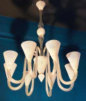 Art Deco Murano Glass Chandelier attributed to Venini, 1940s-MBH-1732597