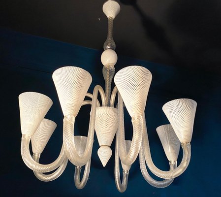 Art Deco Murano Glass Chandelier attributed to Venini, 1940s-MBH-1732597