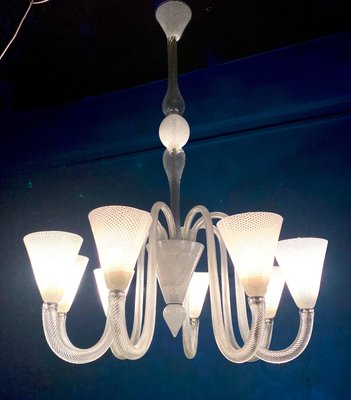 Art Deco Murano Glass Chandelier attributed to Venini, 1940s-MBH-1732597