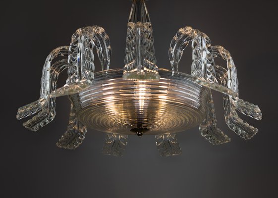 Art Deco Murano Glass Lantern Chandelier from Barovier & Toso, 1950s-ASK-1795973