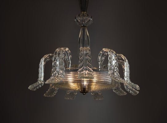 Art Deco Murano Glass Lantern Chandelier from Barovier & Toso, 1950s-ASK-1795973