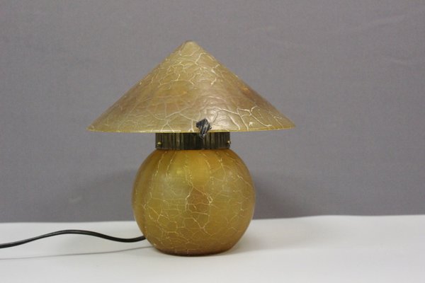 Art Deco Mushroom Lamp in Crackled Glass, 1980s-BCR-2036040